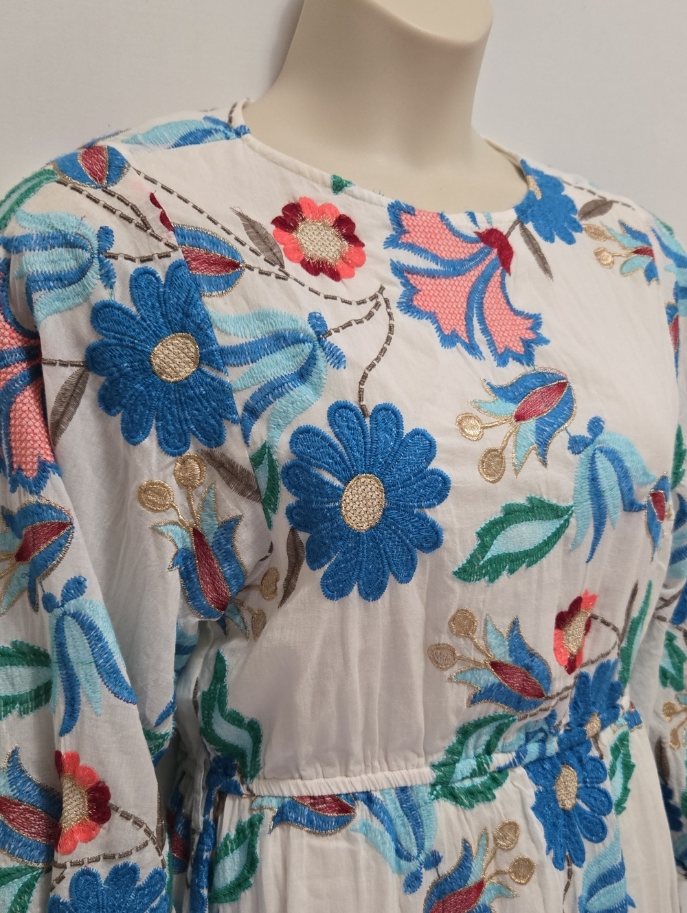Oliphant Embroidered Long Sleeve Flirty Mini Dress in Monet Size S Boho Festival - Picture 11 of 16